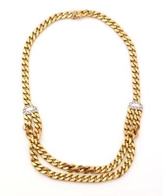 Lot 99 - An 18ct yellow gold and diamond necklace.