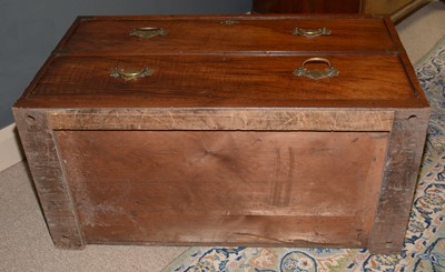 Lot 651 - A 19th Century Irish mahogany campaign chest by Ross & Co, Dublin.