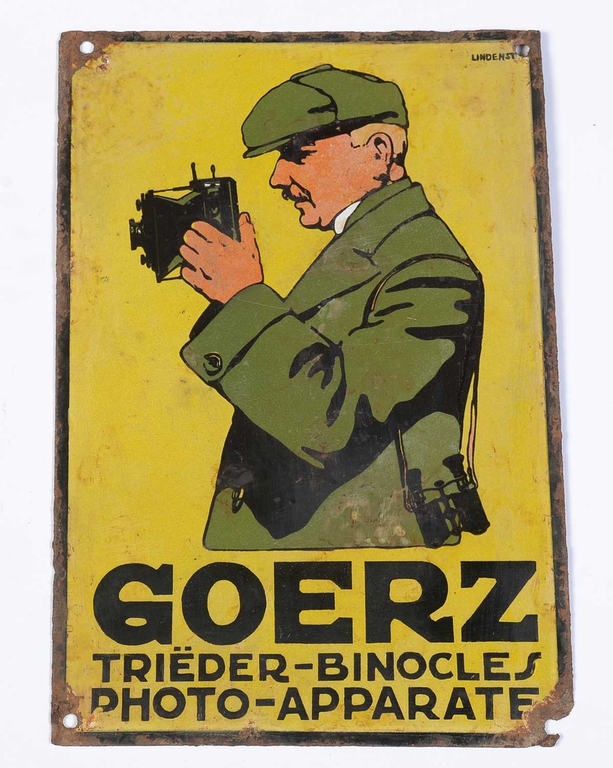 Lot 706 - A Goerz enamel advertising sign