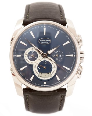 Lot 32 - Parmigiani Fleurier: a stainless steel automatic calendar chronograph wristwatch