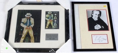 Lot 924 - Signed mark Knopfler Photo Michael Jackson framed photograph