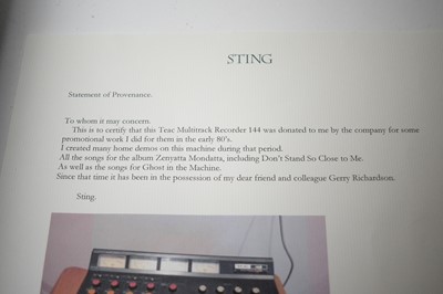 Lot 911 - Sting Interest. A TEAC 144 Multitrack series Recorder
