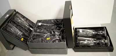 Lot 229 - Three pairs of Waterford Crystal champagne glasses.