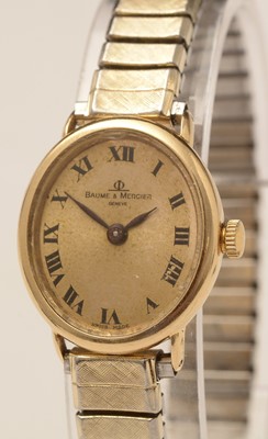 Lot 160 - A lady's Baume and Mercier yellow-metal cased wristwatch