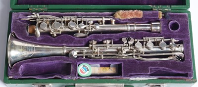 Lot 806 - Harry Pedler metal Bb covered hole clarinet
