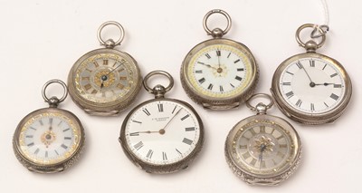 Lot 174 - A collection of antique white-metal cased fob watches