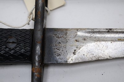 Lot 448 - Four bayonets, various countries, and a scabbard.