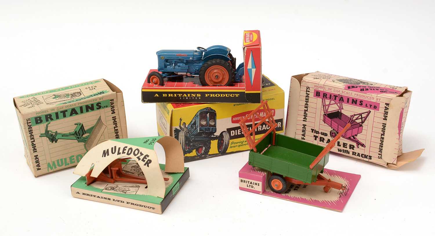 Lot 329 - Britains Ltd Tractor, Trailer and Muledozer