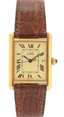 Lot 41 - Must de Cartier: a silver-gilt cased quartz wristwatch