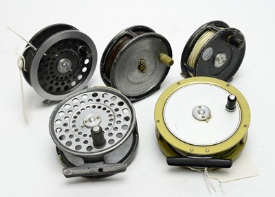 Lot 586 - Five fishing reels by Hardy Bros Ltd