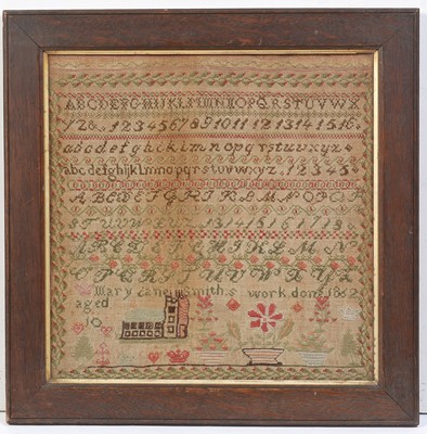 Lot 772 - A Victorian alphabet sampler by Mary Jane Smith