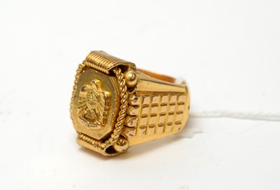 Lot 111 - A yellow metal signet ring
