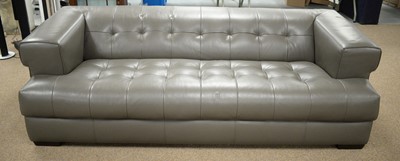 Lot 49 - Domicil grey leather three-seater settee.