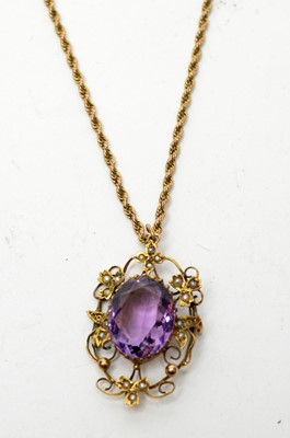 Lot 165 - An Edwardian openwork pendant on chain