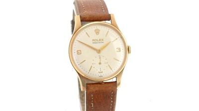 Lot 421 - Rolex Precision: a 9ct yellow gold cased wristwatch