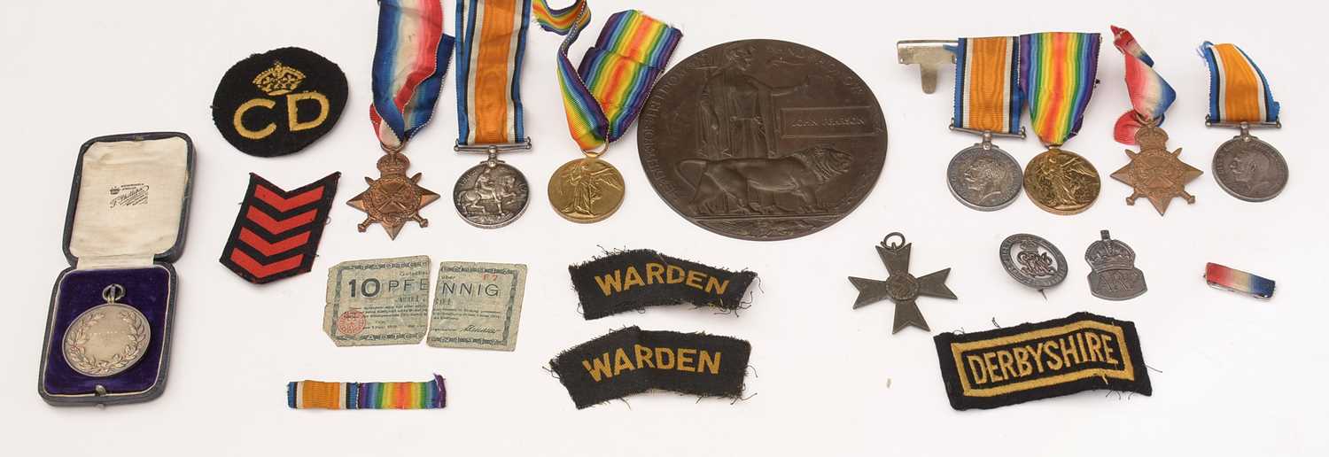 Lot 420 - Group of WWI medals and insignia