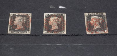 Lot 852 - Three penny blacks