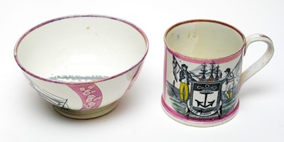 Lot 528 - Sunderland lustre mug, bowl