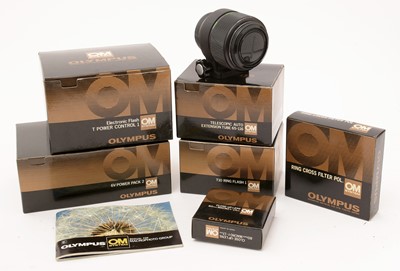 Lot 379 - An Olympus t10 ring flash and other accessories