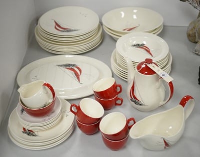 Lot 423 - A Palissy 'Red Regatta' pattern dinner service.