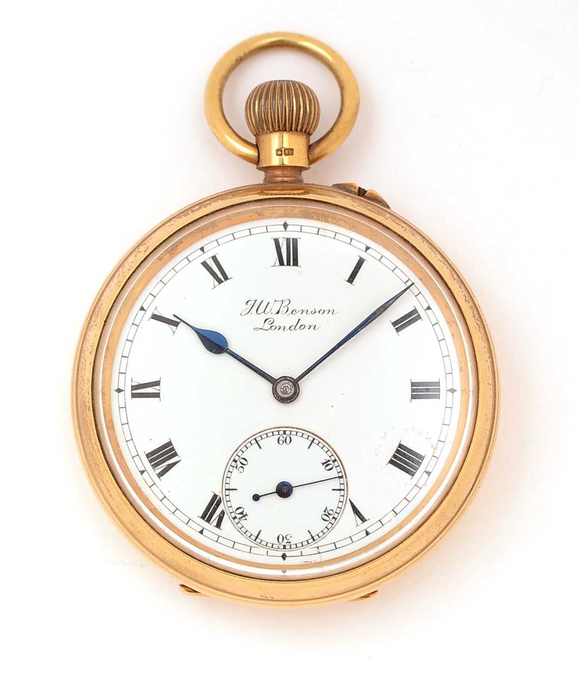 Lot 11 - J.W. Benson, London: an 18ct yellow gold open faced pocket watch