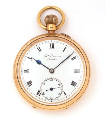 Lot 11 - J.W. Benson, London: an 18ct yellow gold open faced pocket watch