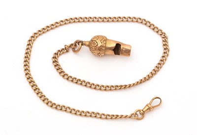 Lot 179 - An early 20th Century yellow metal whistle