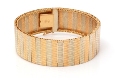 Lot 66 - An 18ct yellow and white gold cuff bracelet