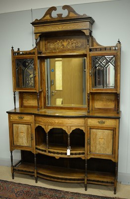 Lot 56 - Edwardian inlaid mirror-back sideboard.