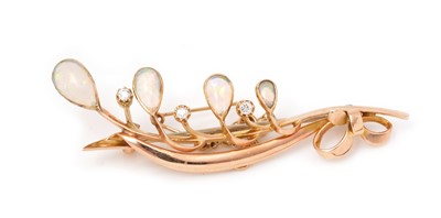 Lot 75 - An opal and diamond brooch