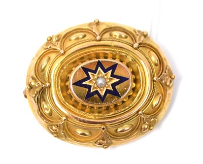 Lot 127 - A Victorian yellow metal mourning brooch
