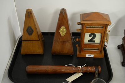 Lot 363 - Victorian mahogany desk calendar, and other items.