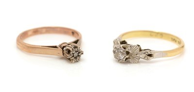 Lot 164 - Two single stone diamond rings