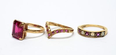 Lot 248 - Three ruby rings.