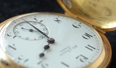 Lot 47 - J.W. Benson 18ct gold cased half-hunter pocket watch