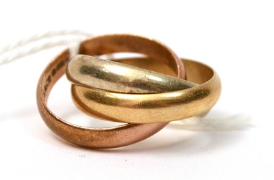Lot 119 - A Russian-style 9ct yellow, white and rose gold wedding band