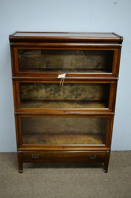 Lot 10 - Globe-Wernicke mahogany three-tier bookcase.