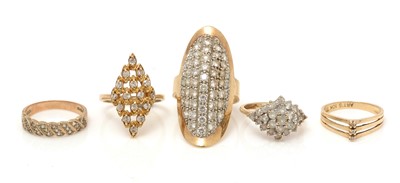 Lot 328 - Five white stone set dress rings