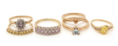 Lot 331 - Six coloured stone rings