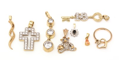 Lot 345 - White stone set pendants