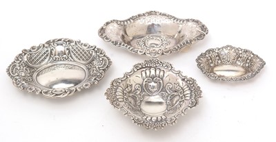 Lot 361 - Four silver bonbon dishes
