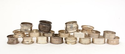 Lot 372 - Nineteen silver napkin rings