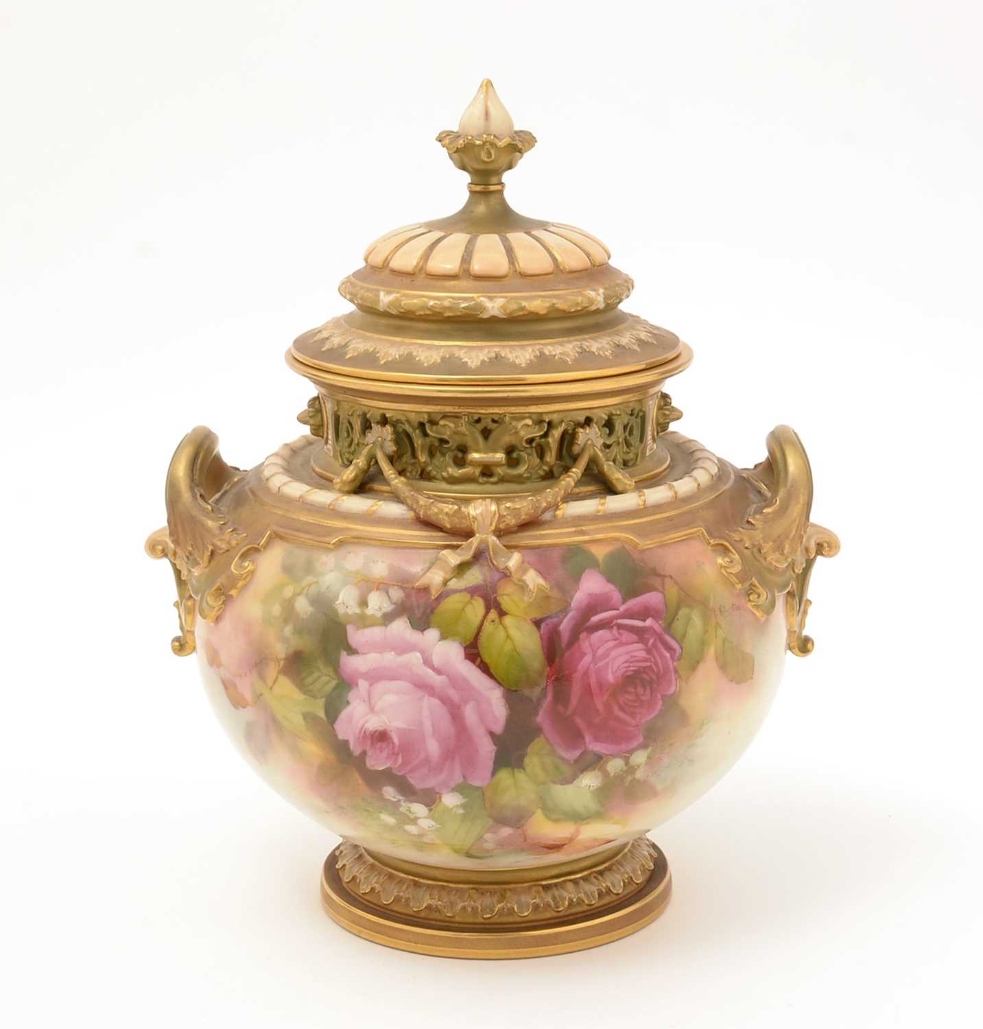 Lot 779 - Royal Worcester potpourri vase and cover.