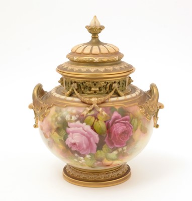 Lot 779 - Royal Worcester potpourri vase and cover.