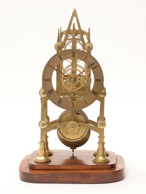 Lot 1004 - J B Cross, London: a Victorian brass skeleton clock