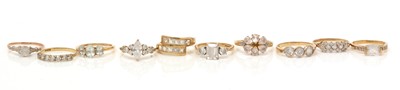 Lot 105 - Ten white stone rings