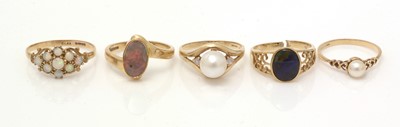 Lot 109 - Five pearl or opal rings