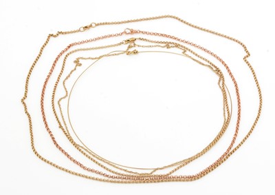 Lot 162 - Five 9ct yellow gold chains