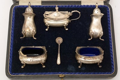Lot 400 - A silver five piece condiment set