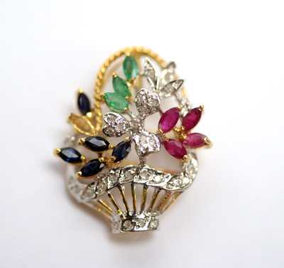 Lot 139 - A basket form tutti-frutti brooch